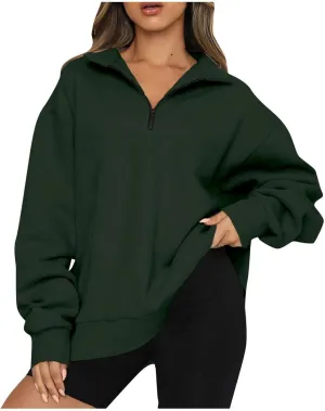 Ceboyel Women Half Zip Sweatshirt Oversized Long Sleeve Pullover Tops Trendy Hoodie Sweaters Teen Girls Fall Y2K Clothes 2023