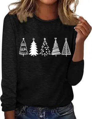 Christmas Outfits For Women Cute Christmas Tree Sweaters Oversized Crewneck Holiday Sweatshirts 2024 Fall Winter