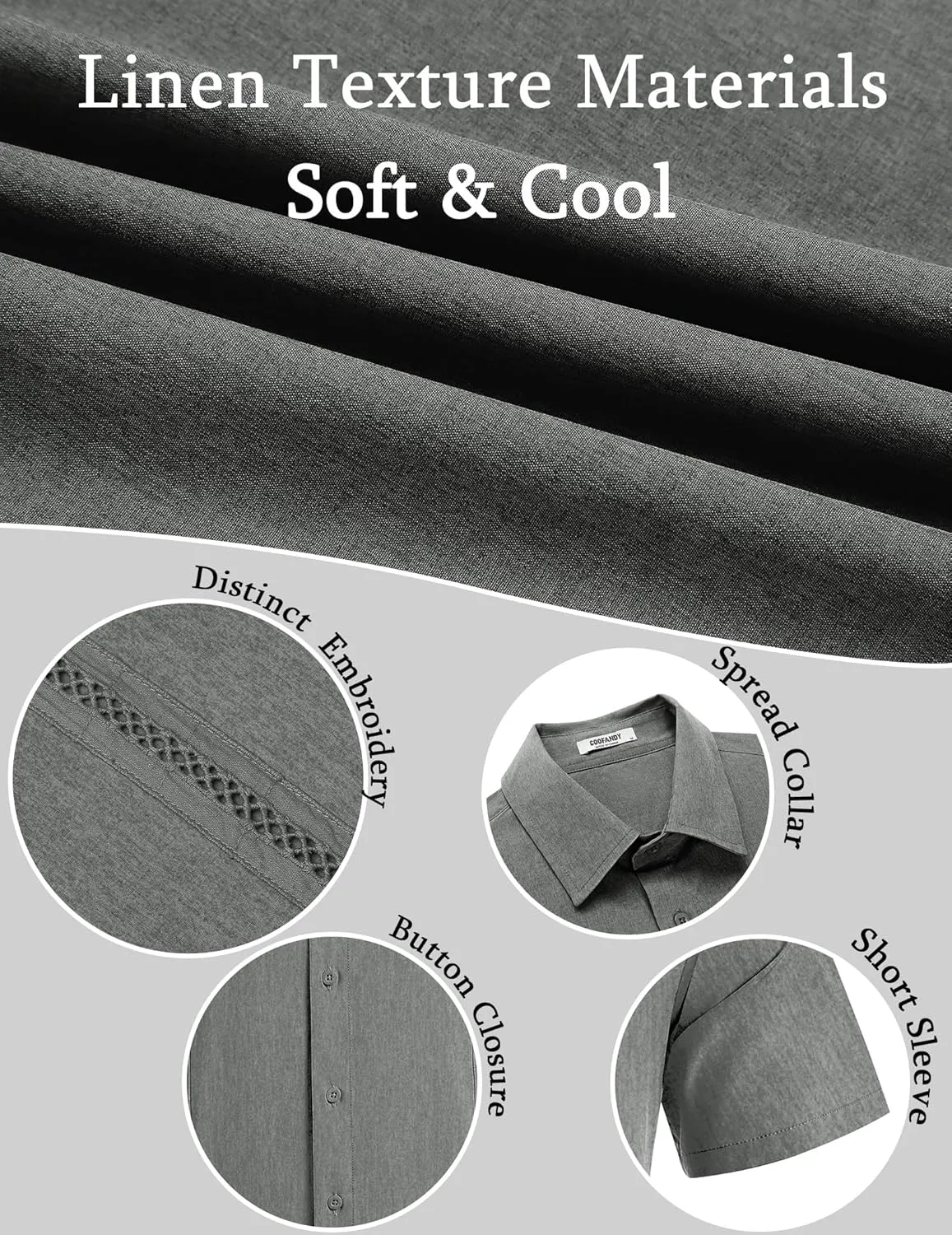 COOFANDY Men's Cuban Guayabera Shirts Casual Short Sleeve Button Down Shirt Summer Beach Vacation Shirt