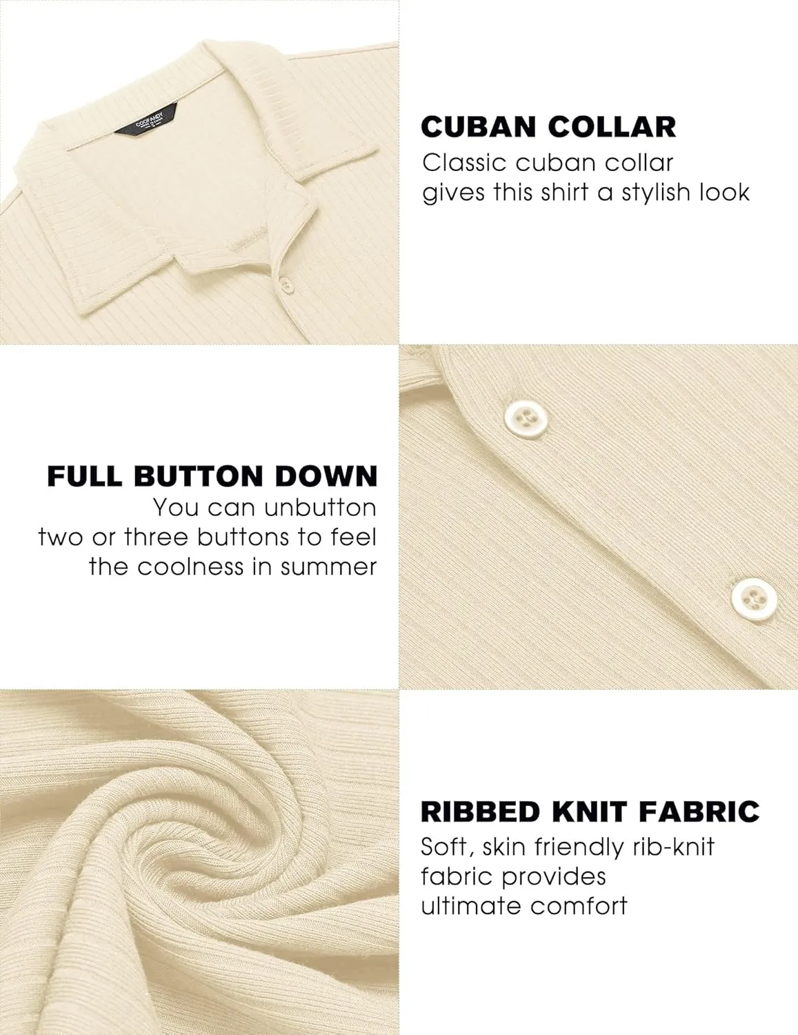 COOFANDY Mens Knit Button Down Shirt Short Sleeve Button Up Shirt Summer Casual Beach Tops