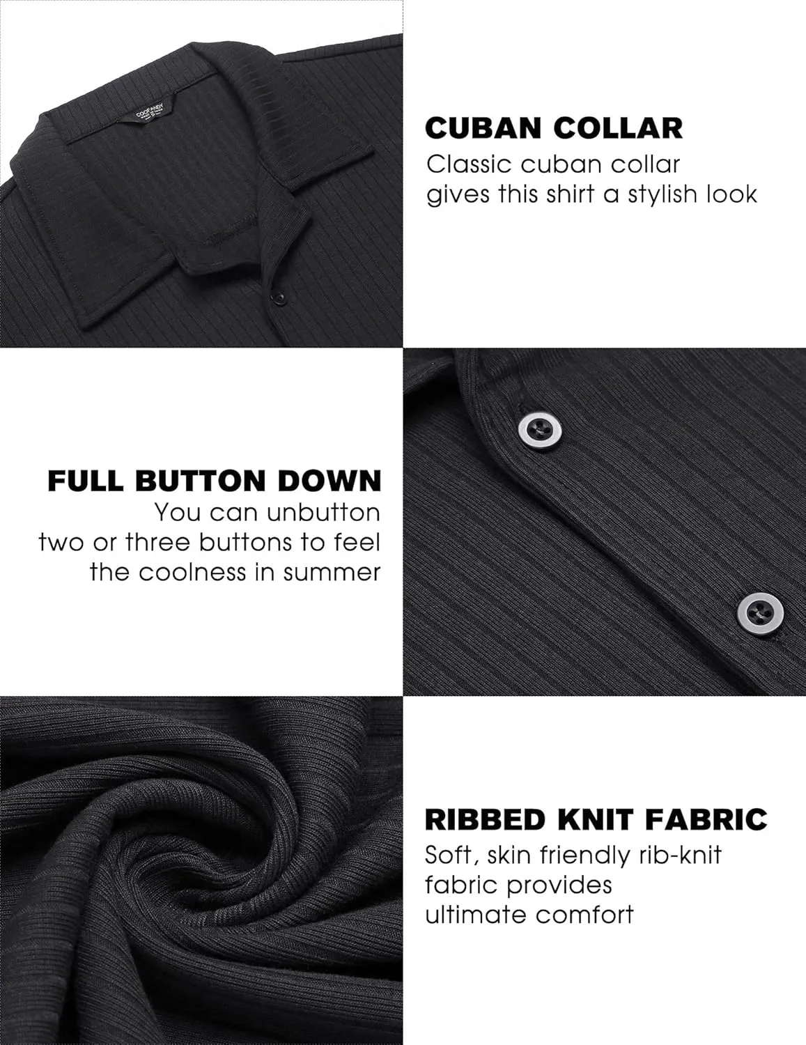 COOFANDY Mens Knit Button Down Shirt Short Sleeve Button Up Shirt Summer Casual Beach Tops