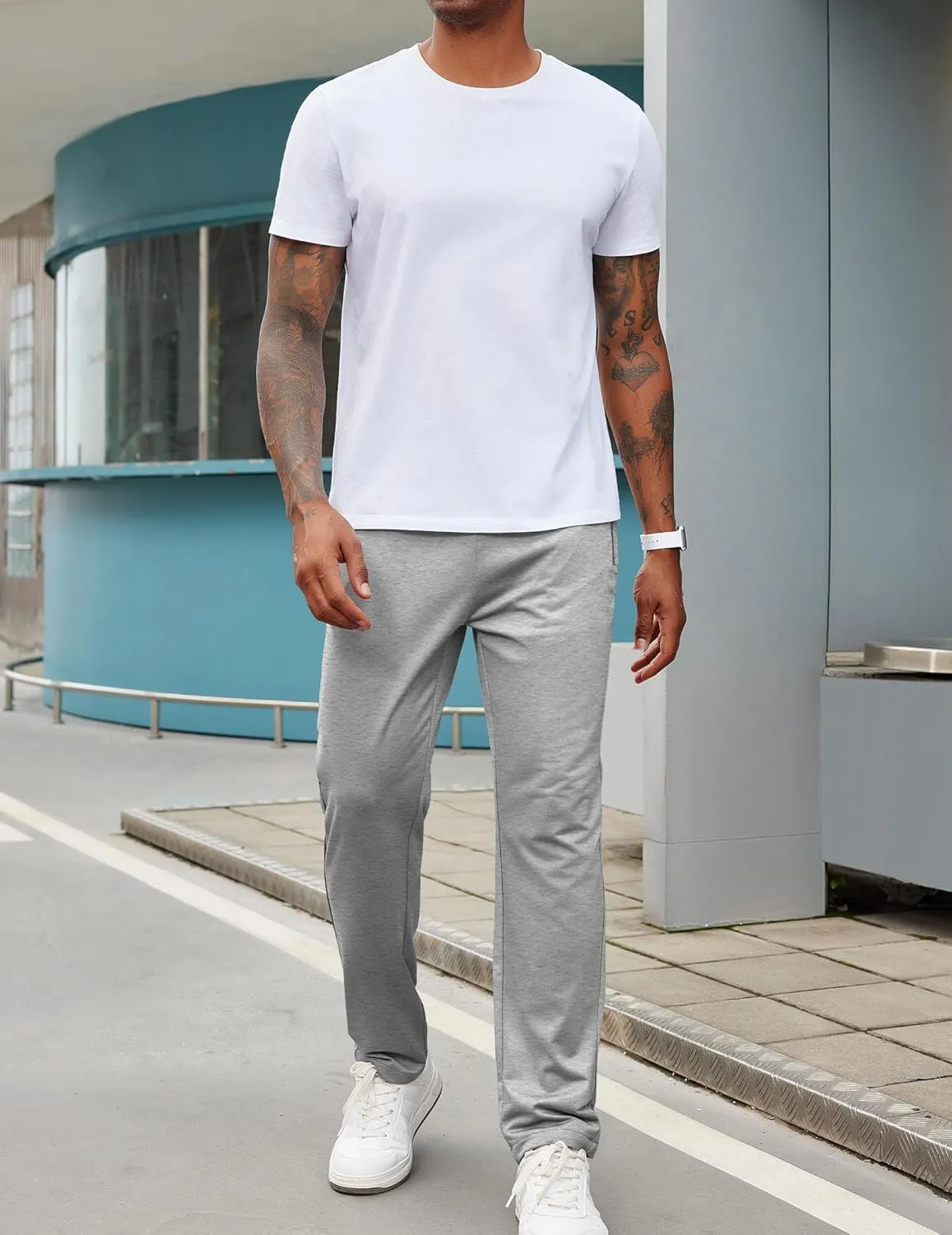 COOFANDY Men's Sweatpants Open Bottom Lightweight Athletic Running Joggers Gym Workout Pants with Zipper Pockets