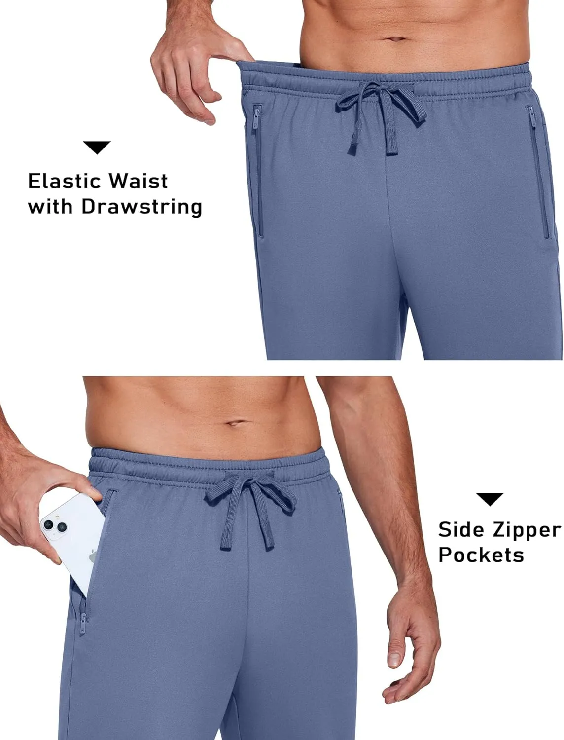 COOFANDY Men's Sweatpants Open Bottom Lightweight Athletic Running Joggers Gym Workout Pants with Zipper Pockets