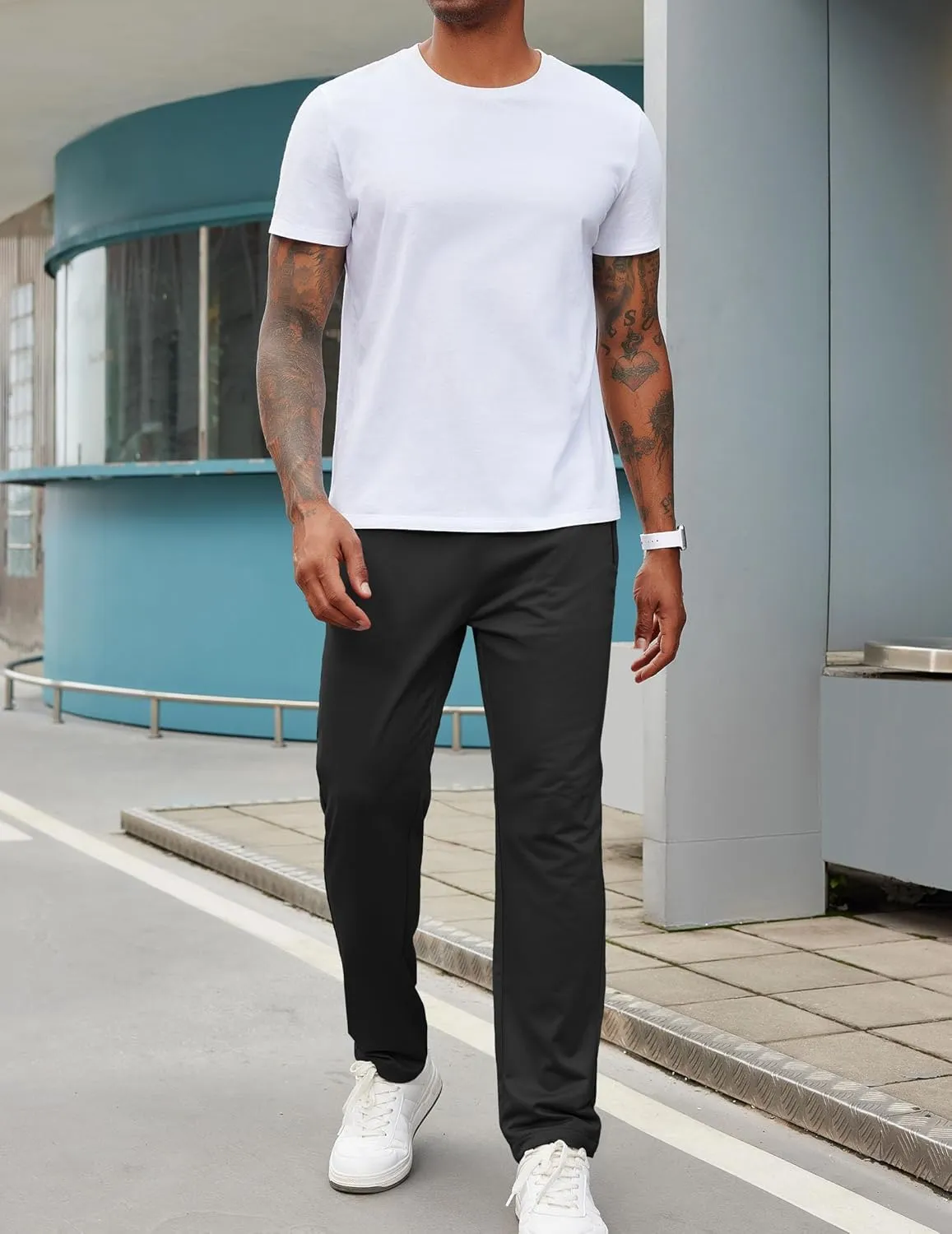 COOFANDY Men's Sweatpants Open Bottom Lightweight Athletic Running Joggers Gym Workout Pants with Zipper Pockets