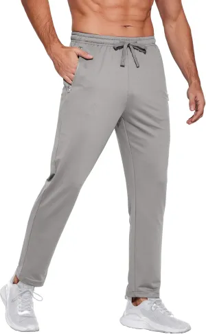 COOFANDY Men's Sweatpants Open Bottom Lightweight Athletic Running Joggers Gym Workout Pants with Zipper Pockets