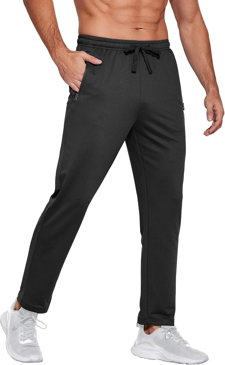 COOFANDY Men's Sweatpants Open Bottom Lightweight Athletic Running Joggers Gym Workout Pants with Zipper Pockets