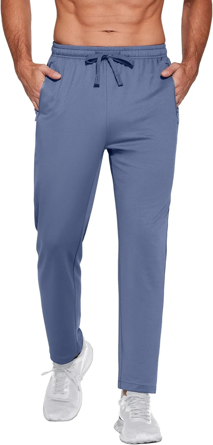 COOFANDY Men's Sweatpants Open Bottom Lightweight Athletic Running Joggers Gym Workout Pants with Zipper Pockets