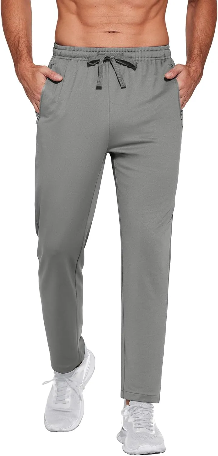 COOFANDY Men's Sweatpants Open Bottom Lightweight Athletic Running Joggers Gym Workout Pants with Zipper Pockets