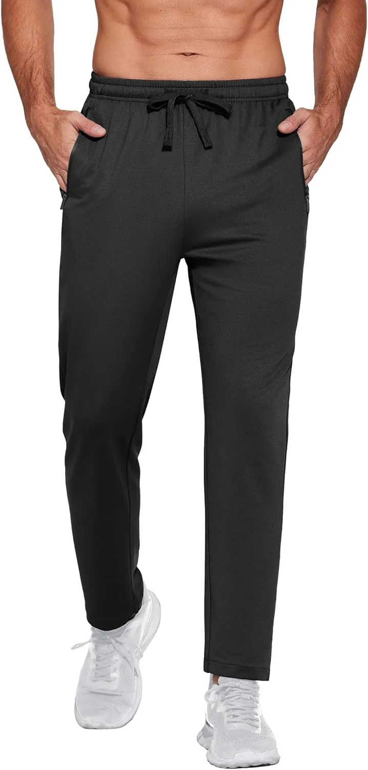 COOFANDY Men's Sweatpants Open Bottom Lightweight Athletic Running Joggers Gym Workout Pants with Zipper Pockets