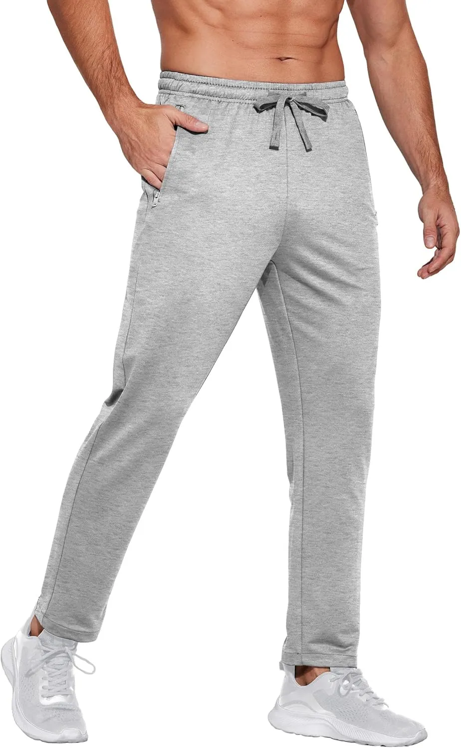 COOFANDY Men's Sweatpants Open Bottom Lightweight Athletic Running Joggers Gym Workout Pants with Zipper Pockets