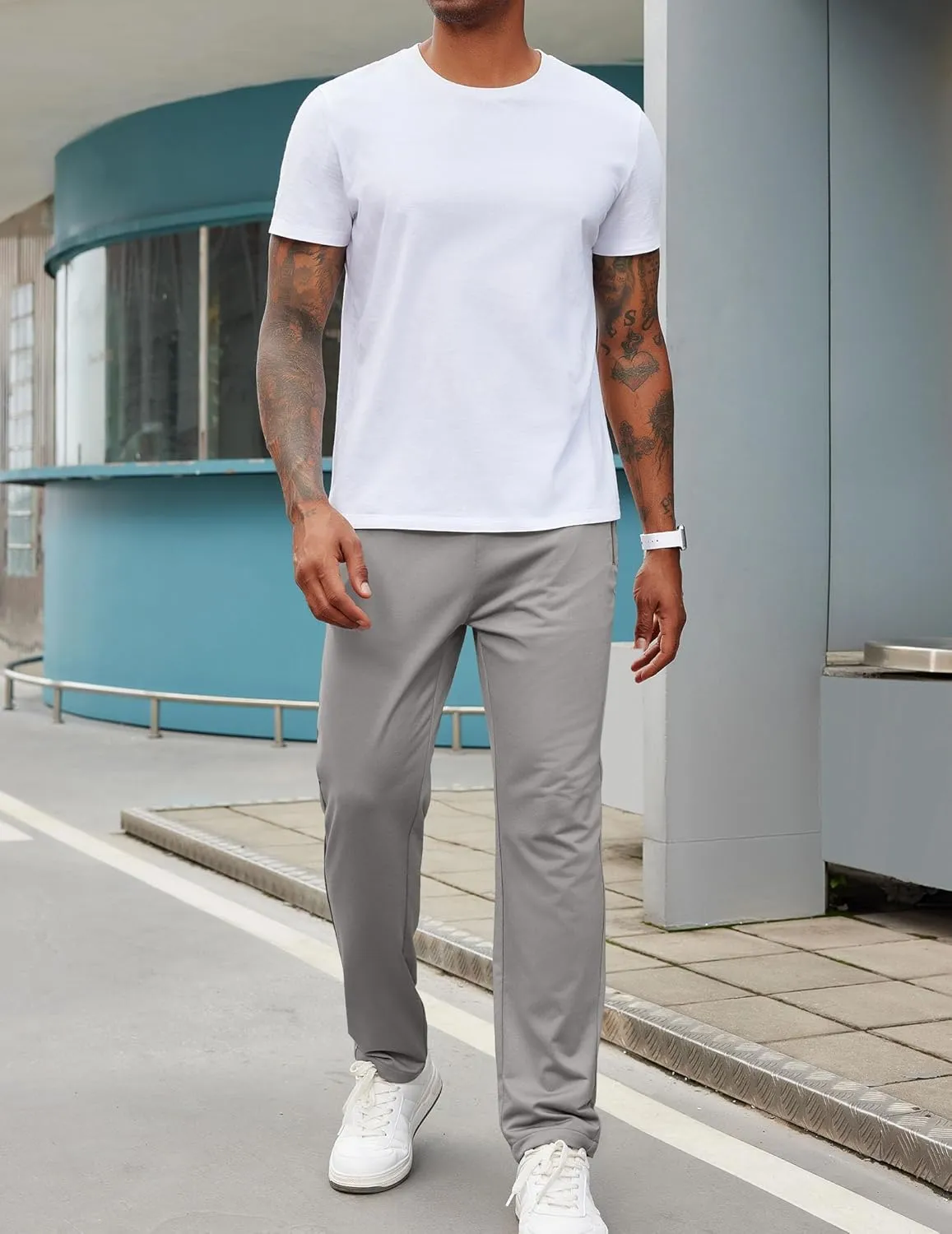 COOFANDY Men's Sweatpants Open Bottom Lightweight Athletic Running Joggers Gym Workout Pants with Zipper Pockets