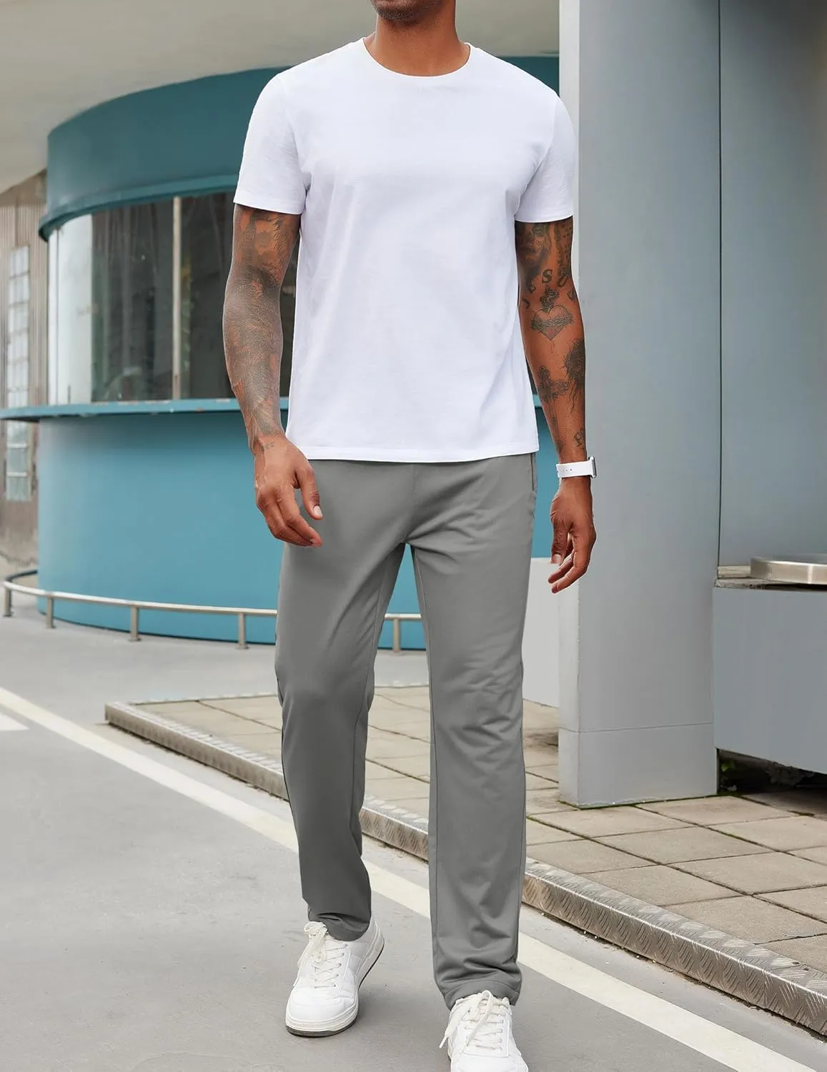 COOFANDY Men's Sweatpants Open Bottom Lightweight Athletic Running Joggers Gym Workout Pants with Zipper Pockets