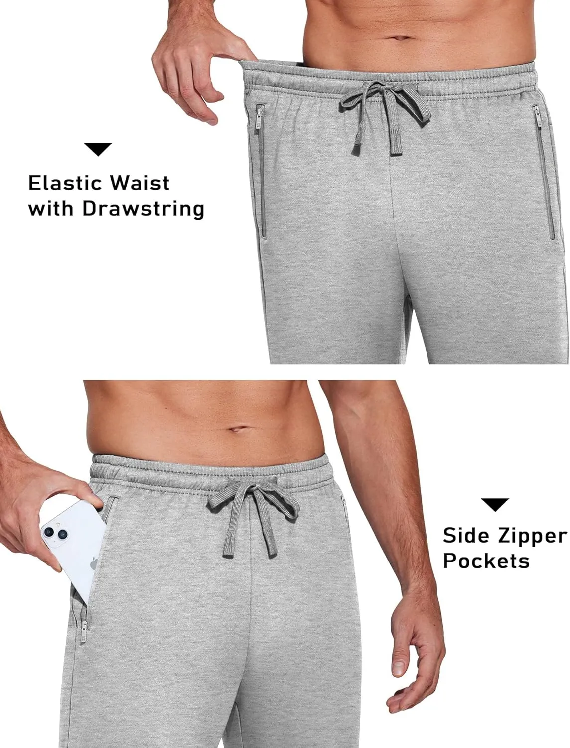 COOFANDY Men's Sweatpants Open Bottom Lightweight Athletic Running Joggers Gym Workout Pants with Zipper Pockets