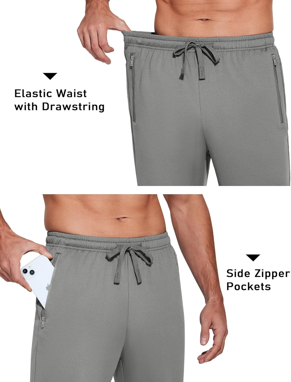 COOFANDY Men's Sweatpants Open Bottom Lightweight Athletic Running Joggers Gym Workout Pants with Zipper Pockets