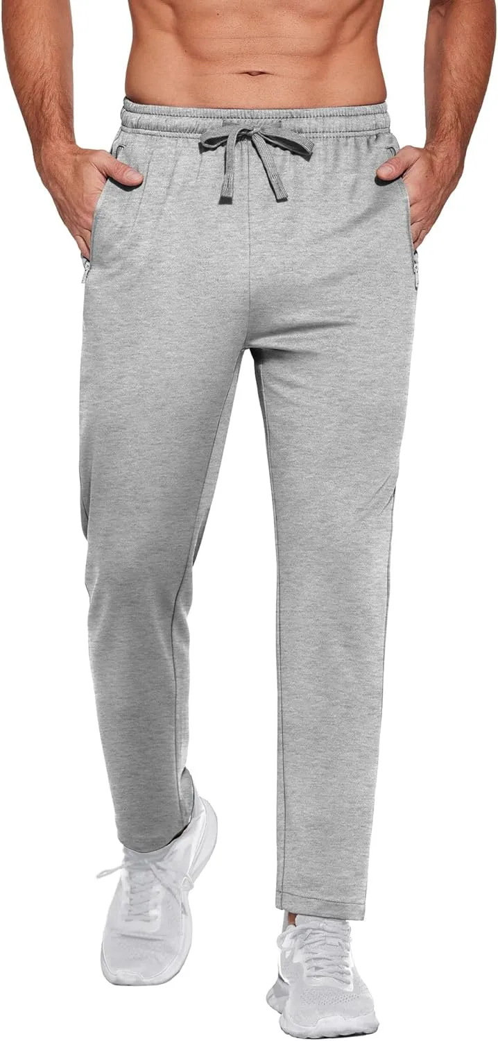 COOFANDY Men's Sweatpants Open Bottom Lightweight Athletic Running Joggers Gym Workout Pants with Zipper Pockets