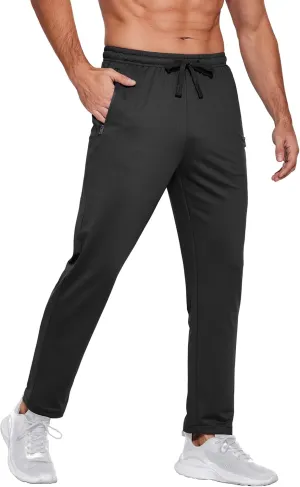 COOFANDY Men's Sweatpants Open Bottom Lightweight Athletic Running Joggers Gym Workout Pants with Zipper Pockets