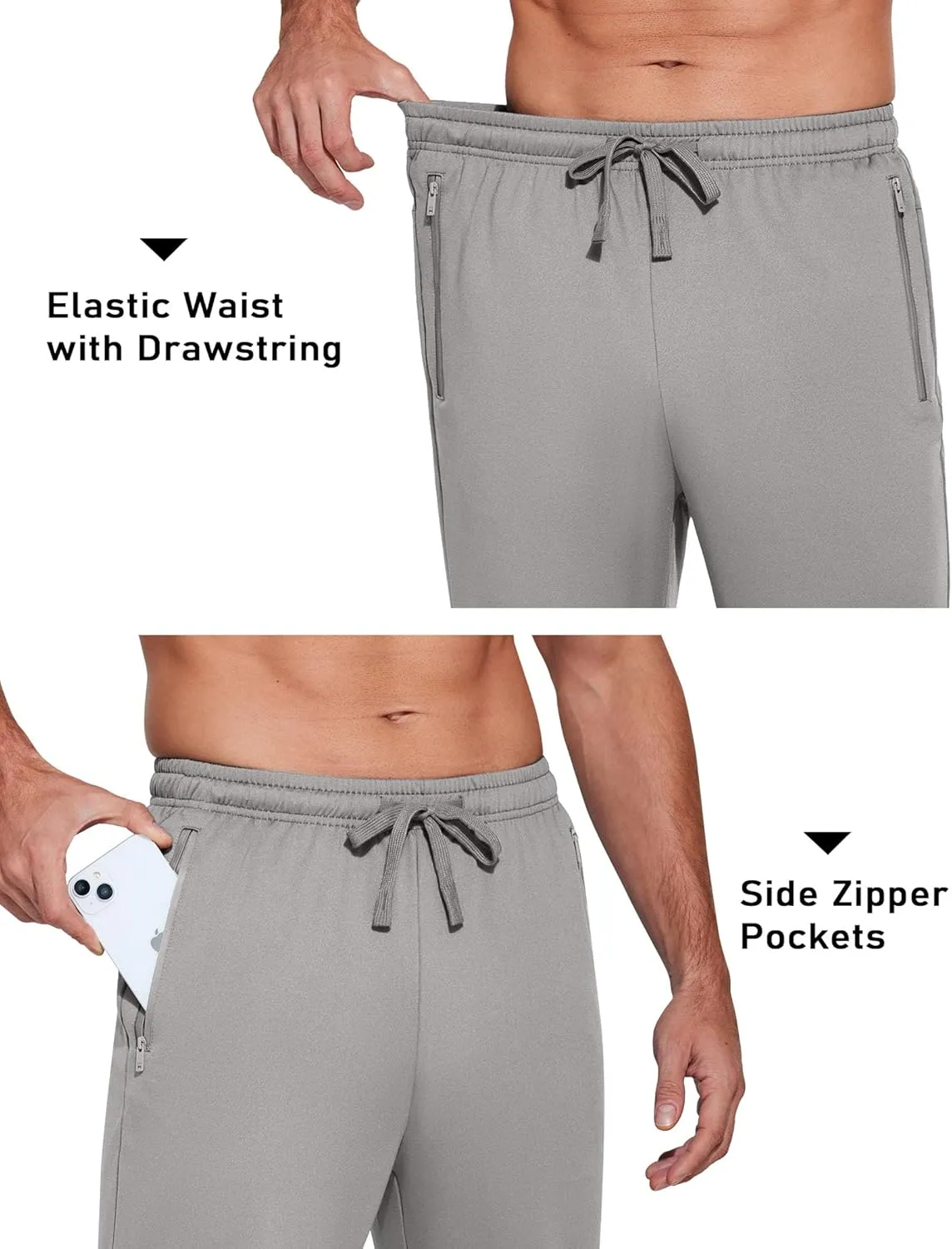 COOFANDY Men's Sweatpants Open Bottom Lightweight Athletic Running Joggers Gym Workout Pants with Zipper Pockets