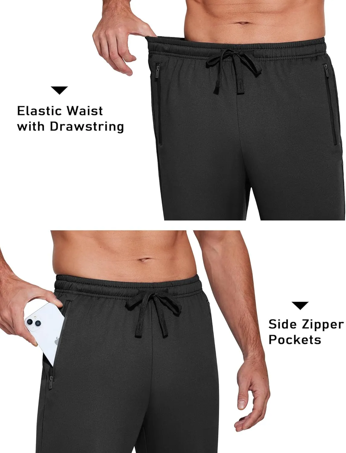 COOFANDY Men's Sweatpants Open Bottom Lightweight Athletic Running Joggers Gym Workout Pants with Zipper Pockets