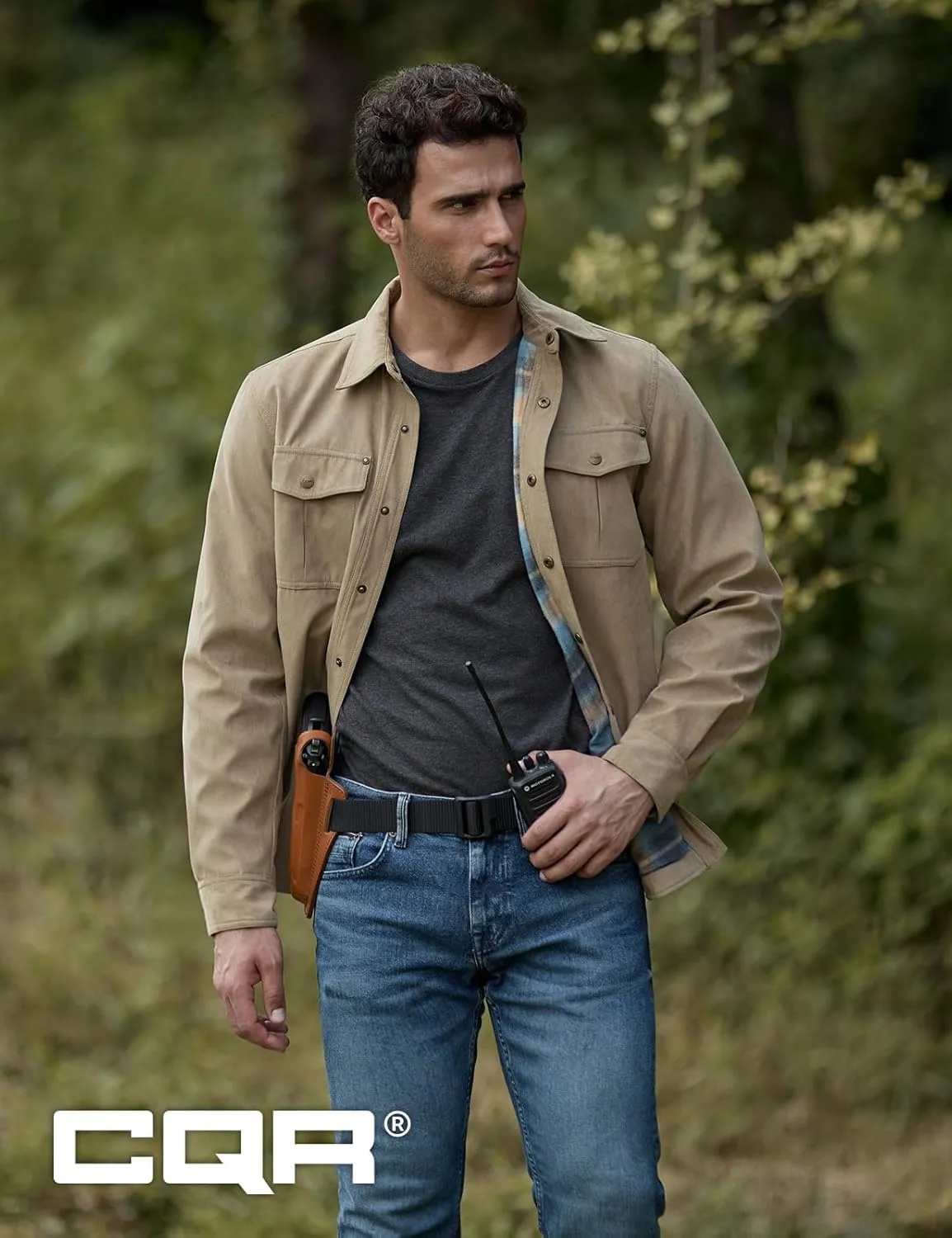 CQR Men's Flannel Lined Shirt Jackets, Long Sleeved Rugged Plaid Cotton Brushed Suede Shirt Jacket