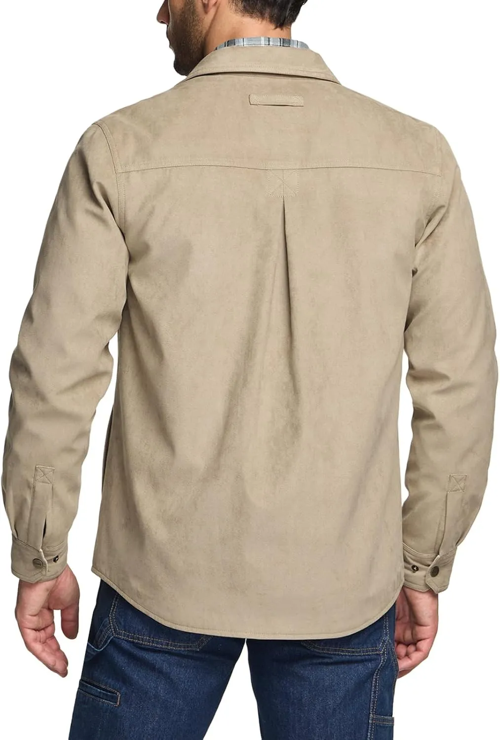 CQR Men's Flannel Lined Shirt Jackets, Long Sleeved Rugged Plaid Cotton Brushed Suede Shirt Jacket