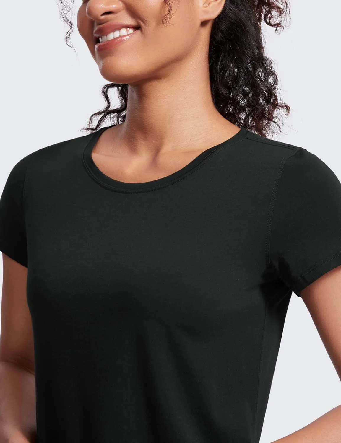 CRZ YOGA Pima Cotton Womens Short Sleeve Shirt Loose Casual Yoga T-Shirt Athletic Workout Tops