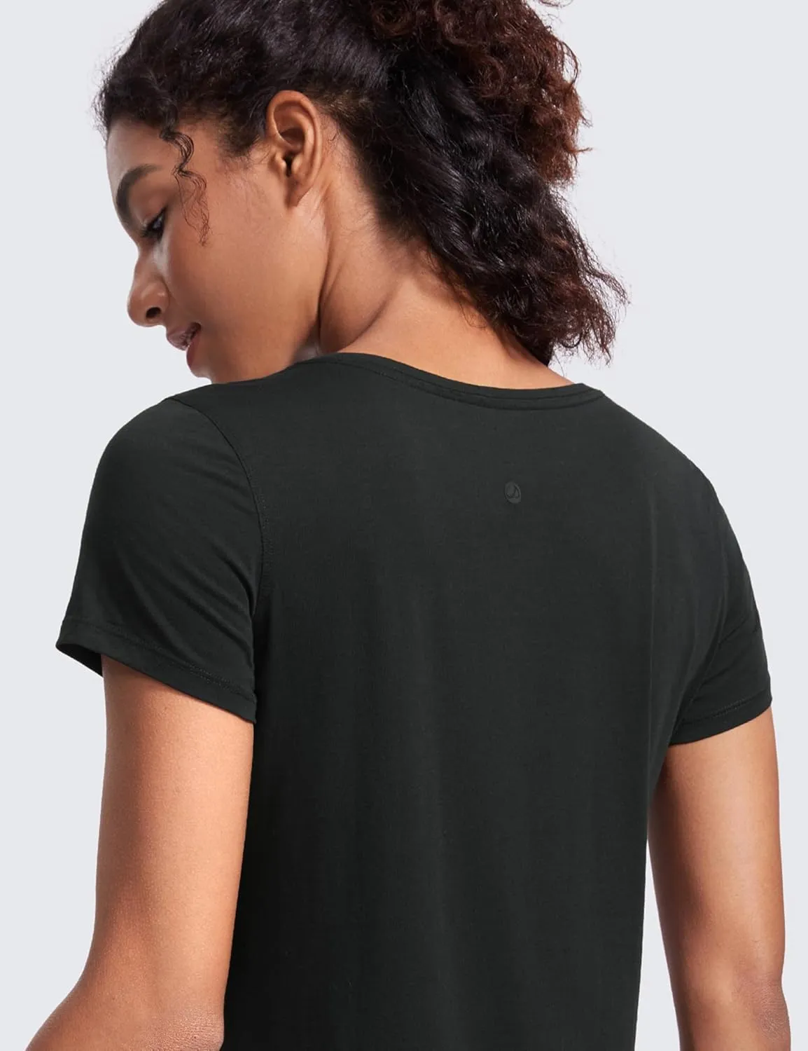 CRZ YOGA Pima Cotton Womens Short Sleeve Shirt Loose Casual Yoga T-Shirt Athletic Workout Tops
