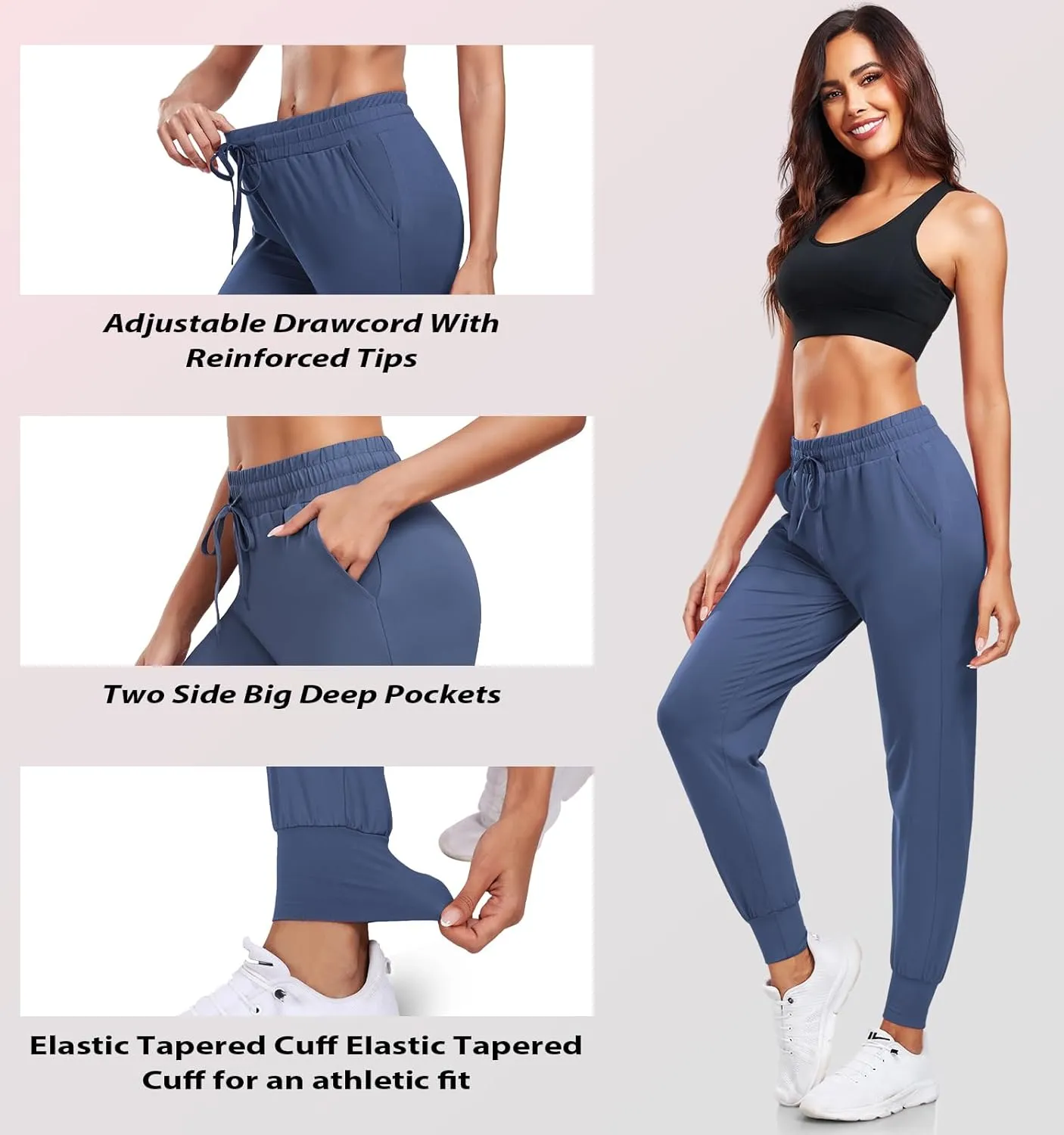DHSO 3 Pack Sweatpants for Women-Womens Joggers with Pockets Athletic Leggings for Workout Yoga Running Pants Trousers