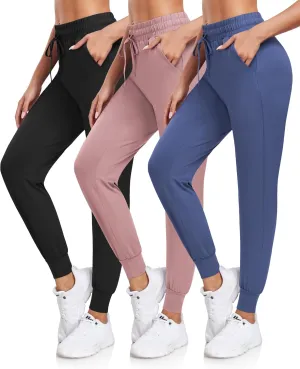 DHSO 3 Pack Sweatpants for Women-Womens Joggers with Pockets Athletic Leggings for Workout Yoga Running Pants Trousers