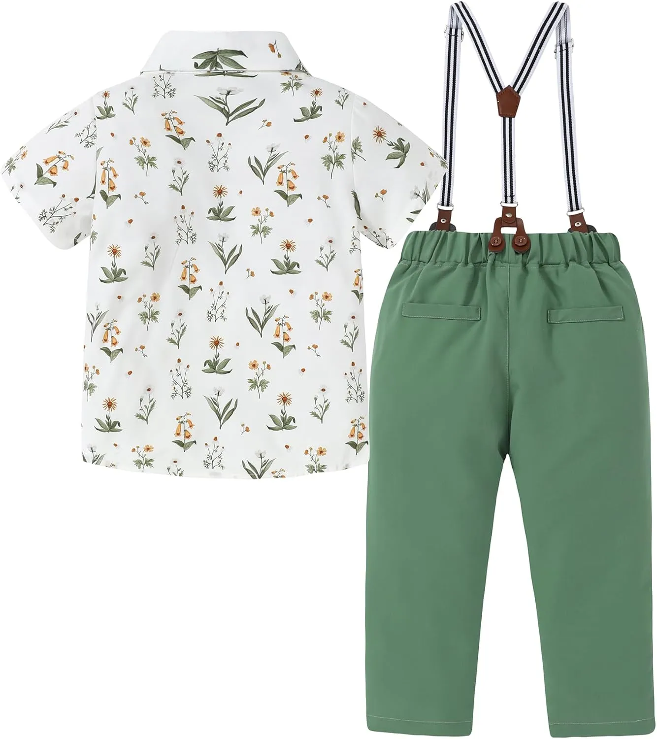 DISAUR Boys Suits 3 Pieces Formal Dress Shirt with Bowtie Suspender Pants Boy Gentleman Outfits Set 4-8 Years