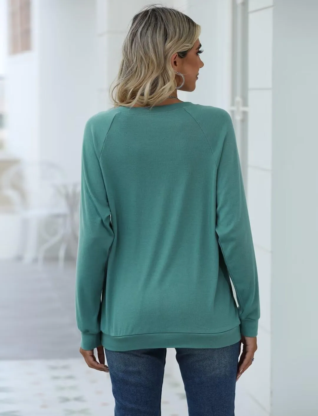 EADINVE Women Crewneck Daisy Print Long Sleeve Sweatshirts Faith-Hope-Love Graphic Tops Casual Loose Fit Pullover Shirts