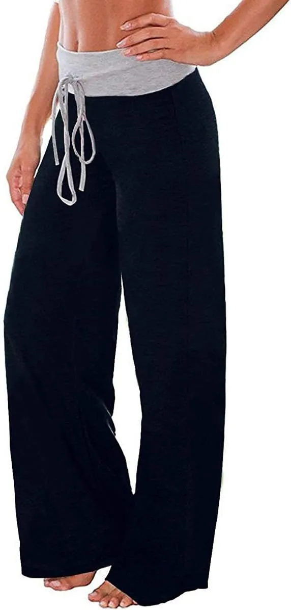 Elsofer Women's Pajama Lounge Pants Floral Print Comfy Casual Stretch Palazzo Drawstring Pj Bottoms Pants Wide Leg