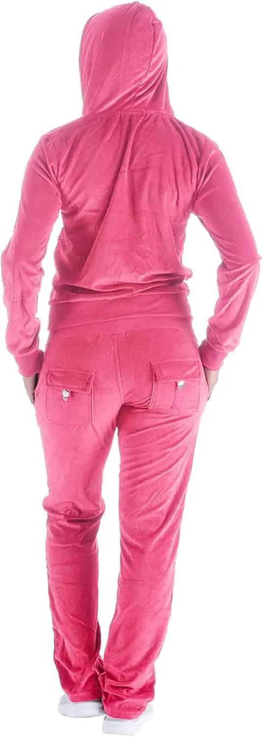 Facitisu Tracksuit for Women Set 2 Piece Joggers Velour Jogging Sweat Outfits Hoodie and Sweatpants Set