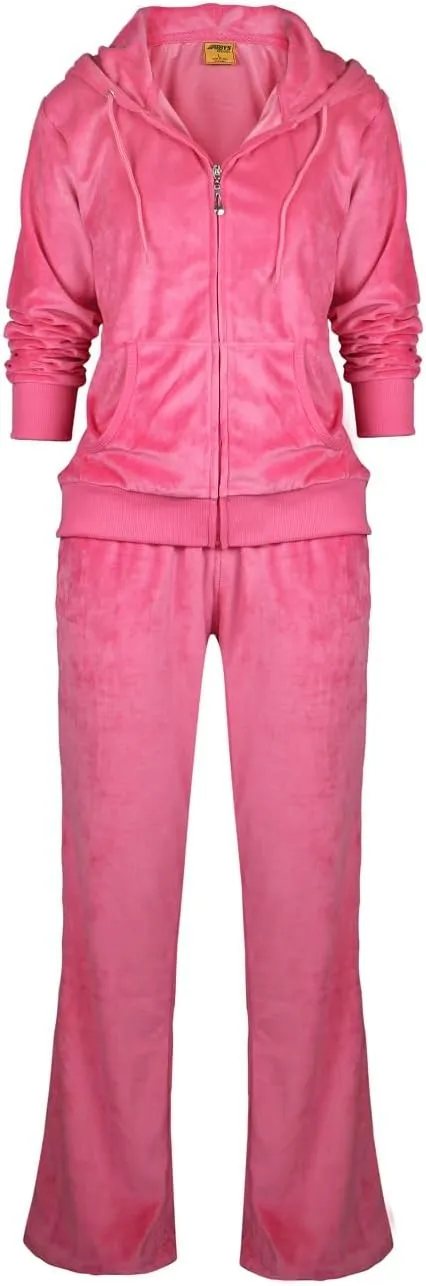 Facitisu Tracksuit for Women Set 2 Piece Joggers Velour Jogging Sweat Outfits Hoodie and Sweatpants Set