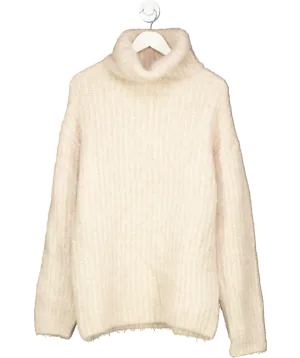 FRANKIE SHOP Beige Alpaca Wool Blend Turtleneck Sweater One Size