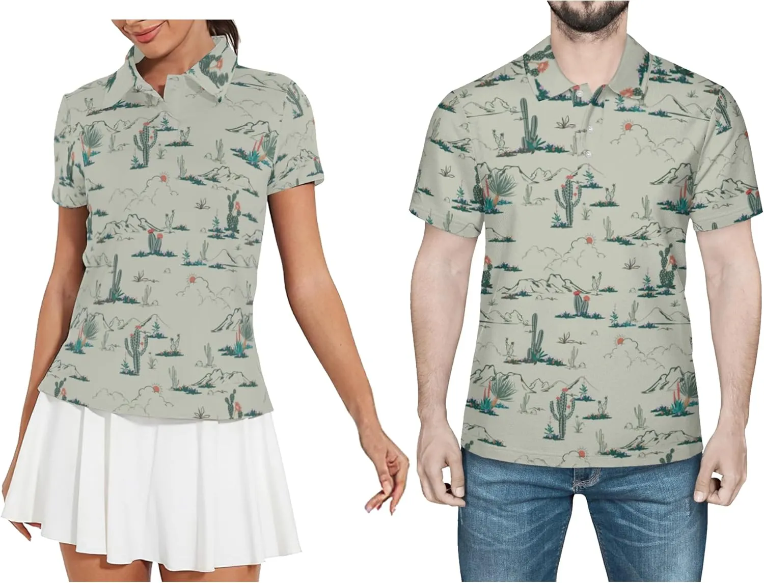 Funny Couple Golf Shirts,Matching Hawaiian Golf Shirt for Couple,Moisture Wicking Couple Polo Shirt for Men Women