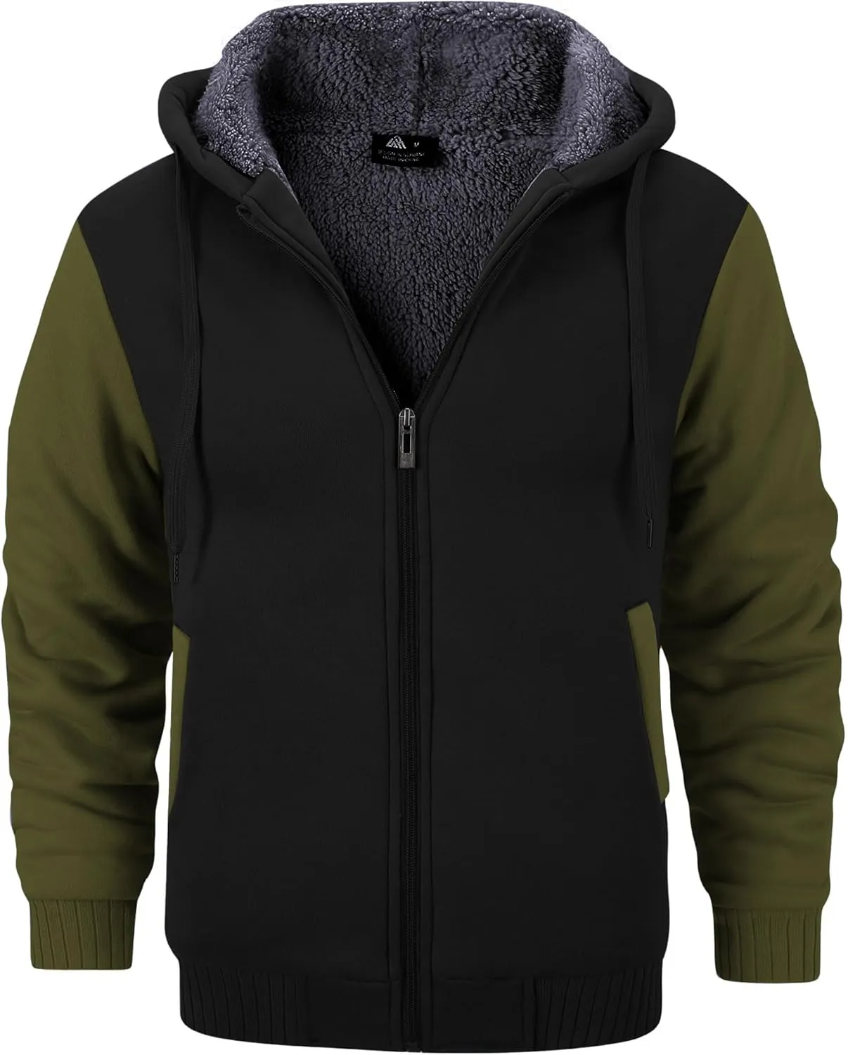 GEEK LIGHTING Mens Fleece-Lined Zip Up Hoodie, Thick Hooded Jacket Winter Warm Athletic Sweatshirt