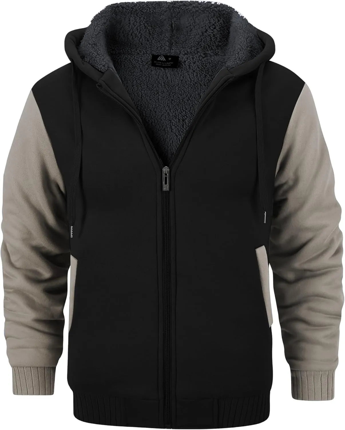 GEEK LIGHTING Mens Fleece-Lined Zip Up Hoodie, Thick Hooded Jacket Winter Warm Athletic Sweatshirt