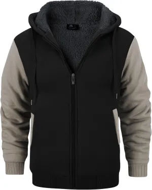 GEEK LIGHTING Mens Fleece-Lined Zip Up Hoodie, Thick Hooded Jacket Winter Warm Athletic Sweatshirt
