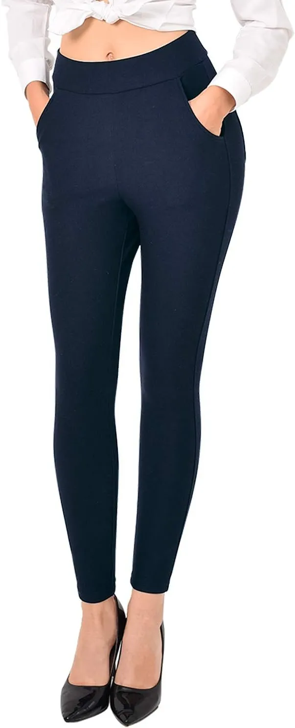 Ginasy Dress Pants for Women Business Casual Stretch Pull On Work Office Dressy Leggings Skinny Trousers with Pockets