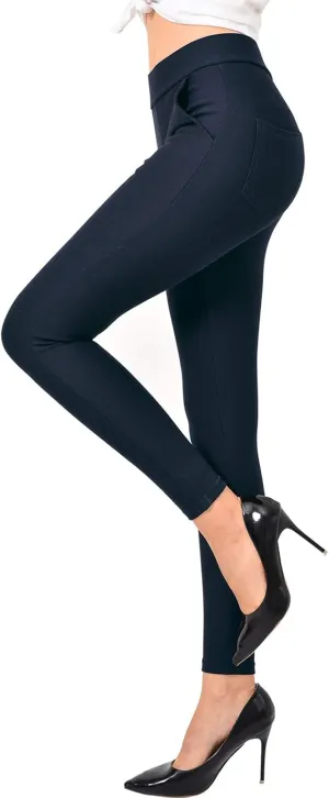 Ginasy Dress Pants for Women Business Casual Stretch Pull On Work Office Dressy Leggings Skinny Trousers with Pockets