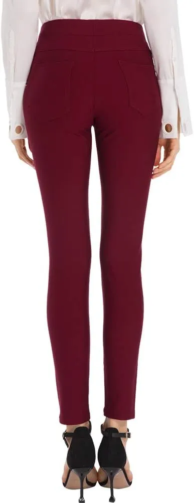 Ginasy Dress Pants for Women Business Casual Stretch Pull On Work Office Dressy Leggings Skinny Trousers with Pockets