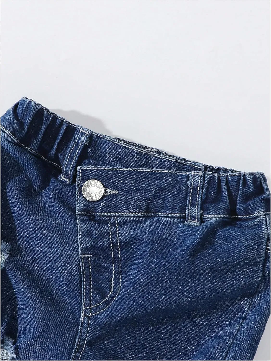 GORGLITTER Girl's Denim Jeans Baggy Graphic Elastic Waist Straight Leg Pants Butterfly Ripped Wide Leg Joggers