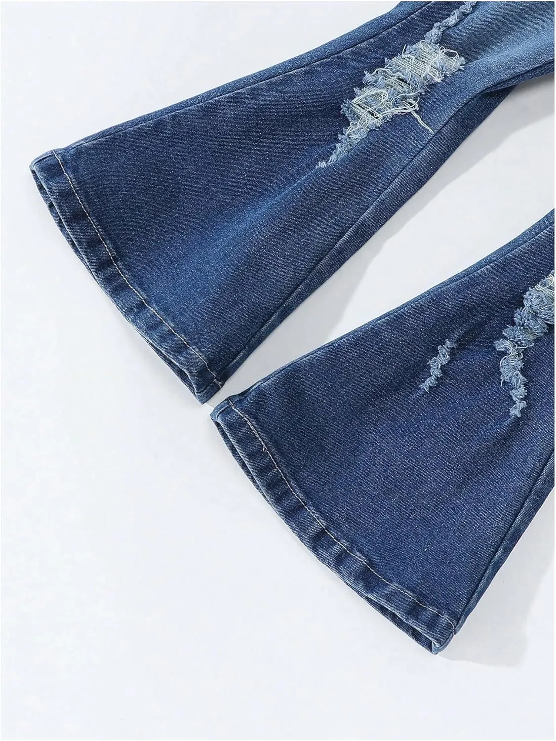 GORGLITTER Girl's Denim Jeans Baggy Graphic Elastic Waist Straight Leg Pants Butterfly Ripped Wide Leg Joggers