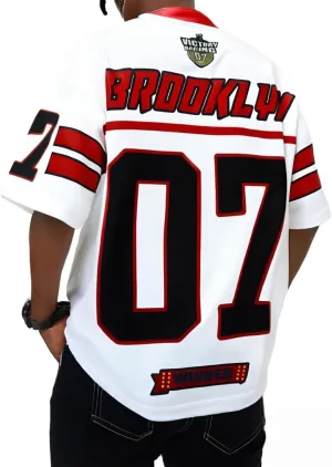 GORGLITTER Men's V Neck Racing Print Jersey Shirt Number Graphic Oversized Short Sleeve Streetwear T-Shirt