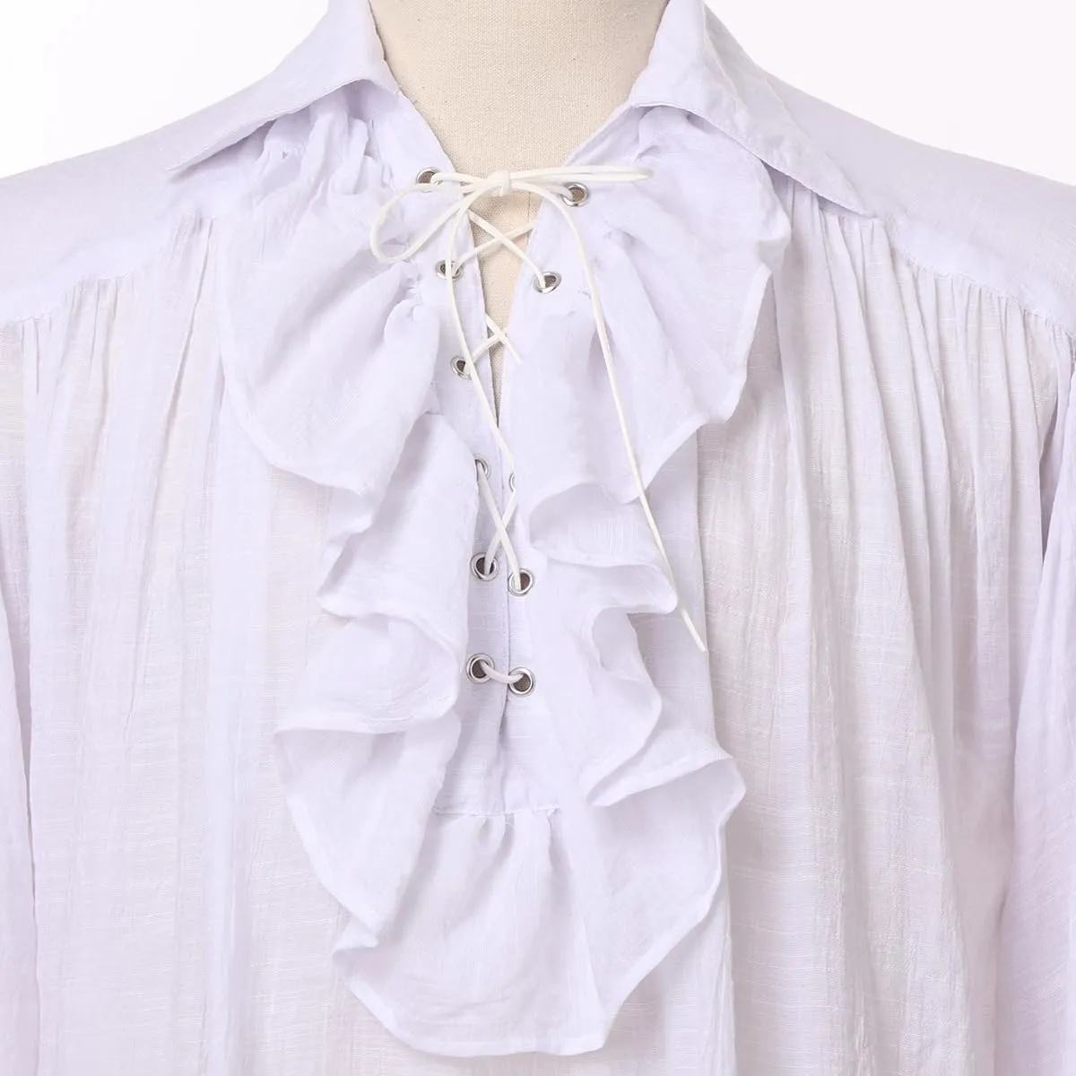 GRACEART Men Pirate Shirt Women Vampire Renaissance Shirts Victorian Ruffled Medieval Costume Cotton Linen Shirt