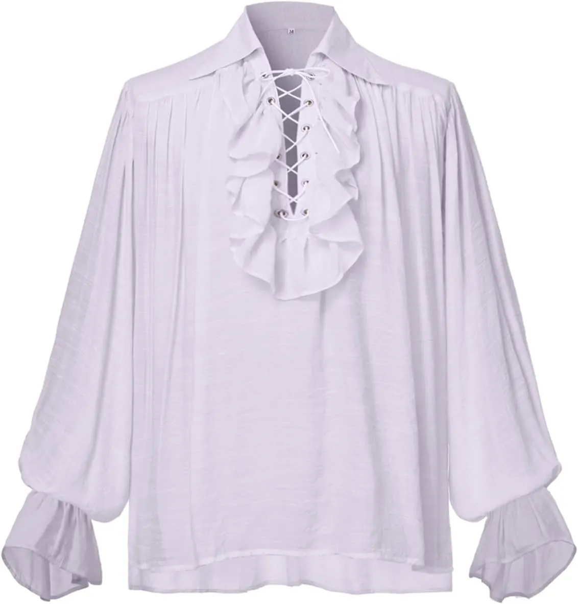 GRACEART Men Pirate Shirt Women Vampire Renaissance Shirts Victorian Ruffled Medieval Costume Cotton Linen Shirt