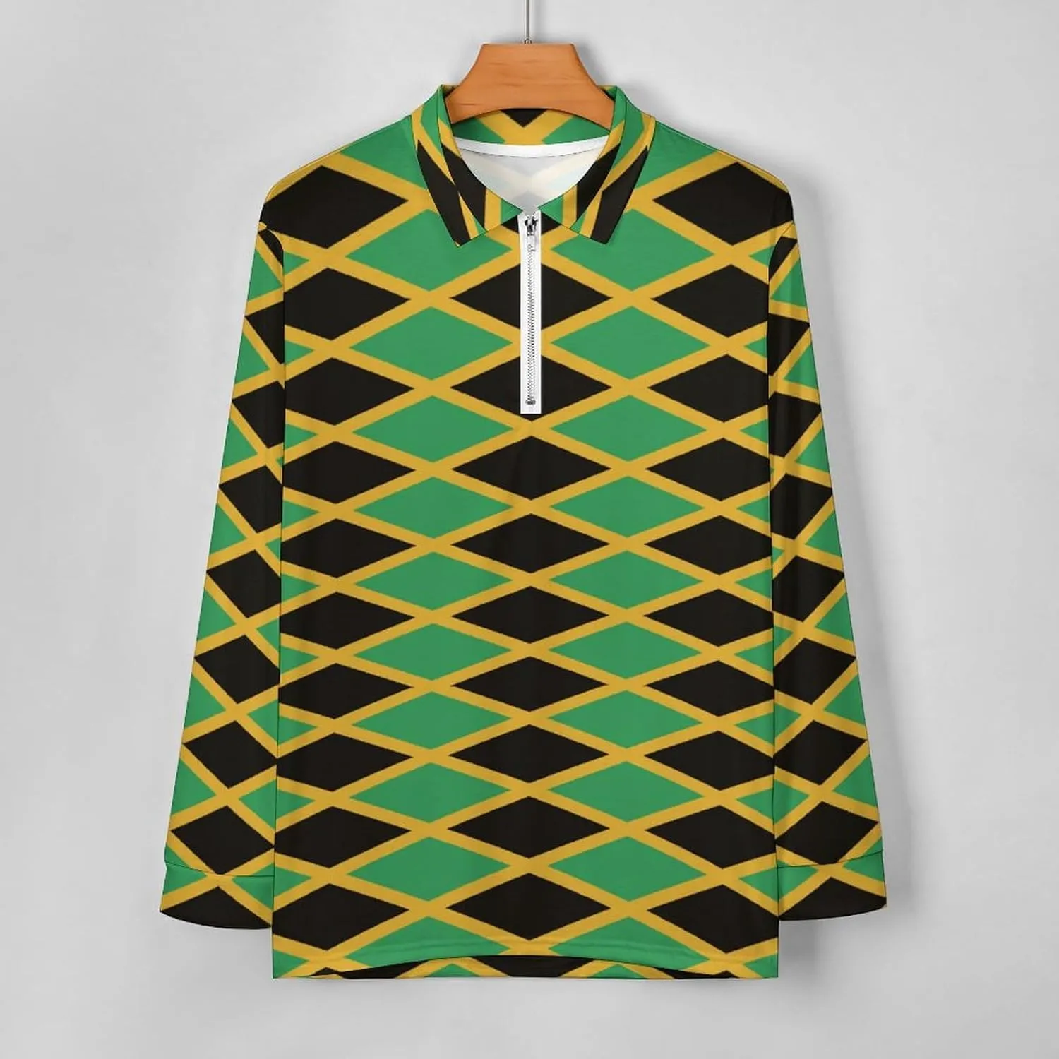 Guyana Flag Men's Polo- Shirts Long Sleeve Golf Shirts for Men Quick Dry Polos Novel Lapel Neck Shirts