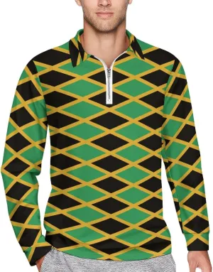 Guyana Flag Men's Polo- Shirts Long Sleeve Golf Shirts for Men Quick Dry Polos Novel Lapel Neck Shirts