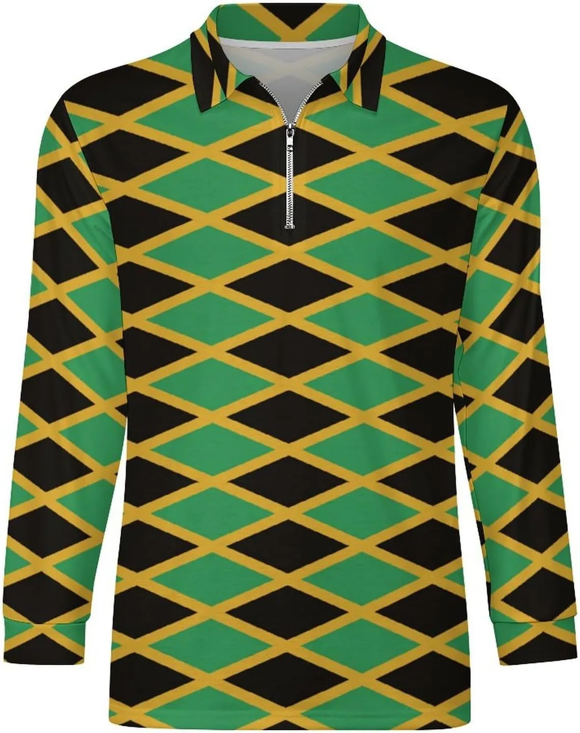 Guyana Flag Men's Polo- Shirts Long Sleeve Golf Shirts for Men Quick Dry Polos Novel Lapel Neck Shirts
