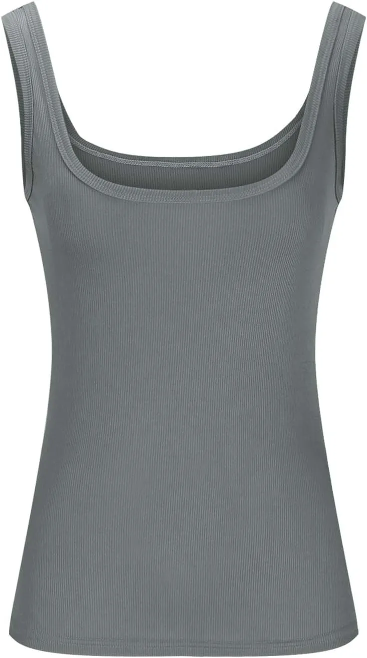 Gym Tops for Women Sleeveless Workout Shirts Ribbed Tank Tops Plus Size Yoga Tops Casual Basic Tees Summer Camisoles